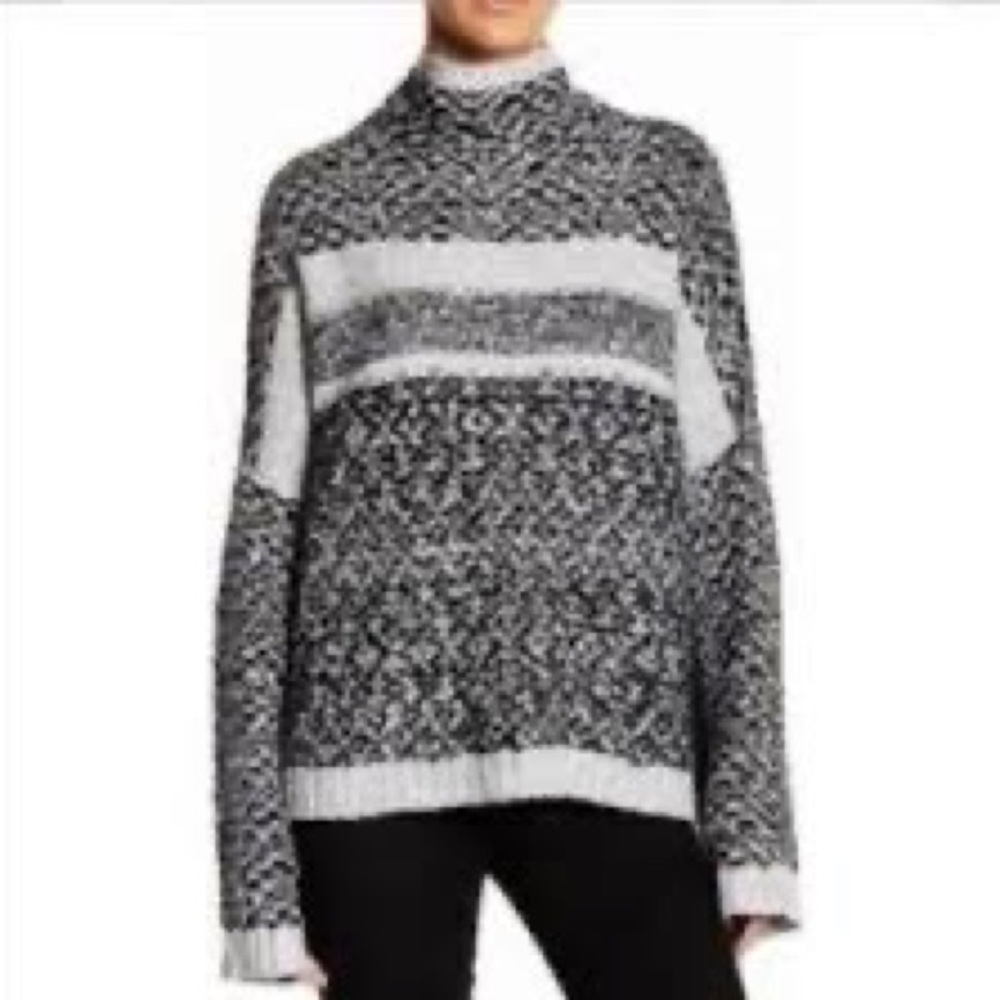 John + Jenn Intarsia Mock Neck Sweater